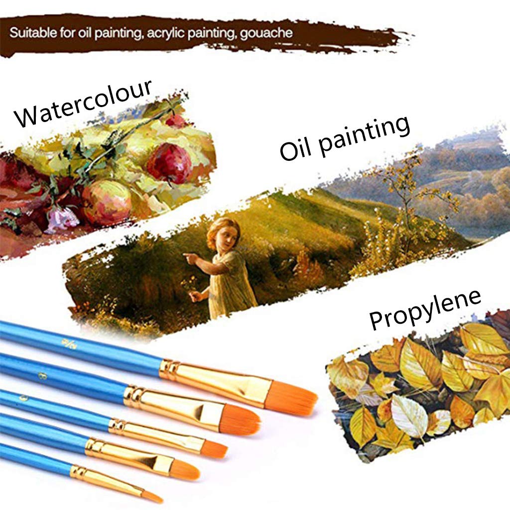 Pinceaux Peinture Nylon Lot De 10 - Pour Acrylique, Huile