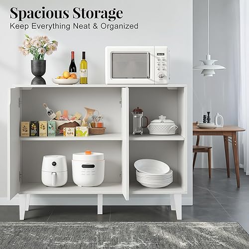 Miniatura 7 de Panana Aparador de almacenamiento para armario de cocina con 2 puertas, 2 estantes, 41.8 pulgadas de largo x 15 pulgadas de ancho x 32.5 pulgadas de