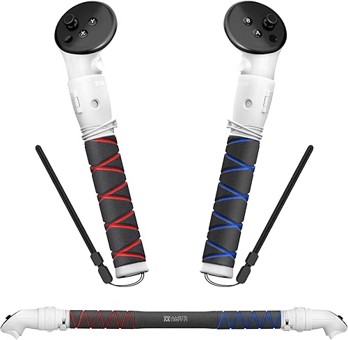 AMVR 3-in-1 Handle Attachment Compatible with MetaOculus Quest 3 Accessories,Beat Saber Handles,VR Gorilla Tag Long Arms Extension Grip,for Quest 3