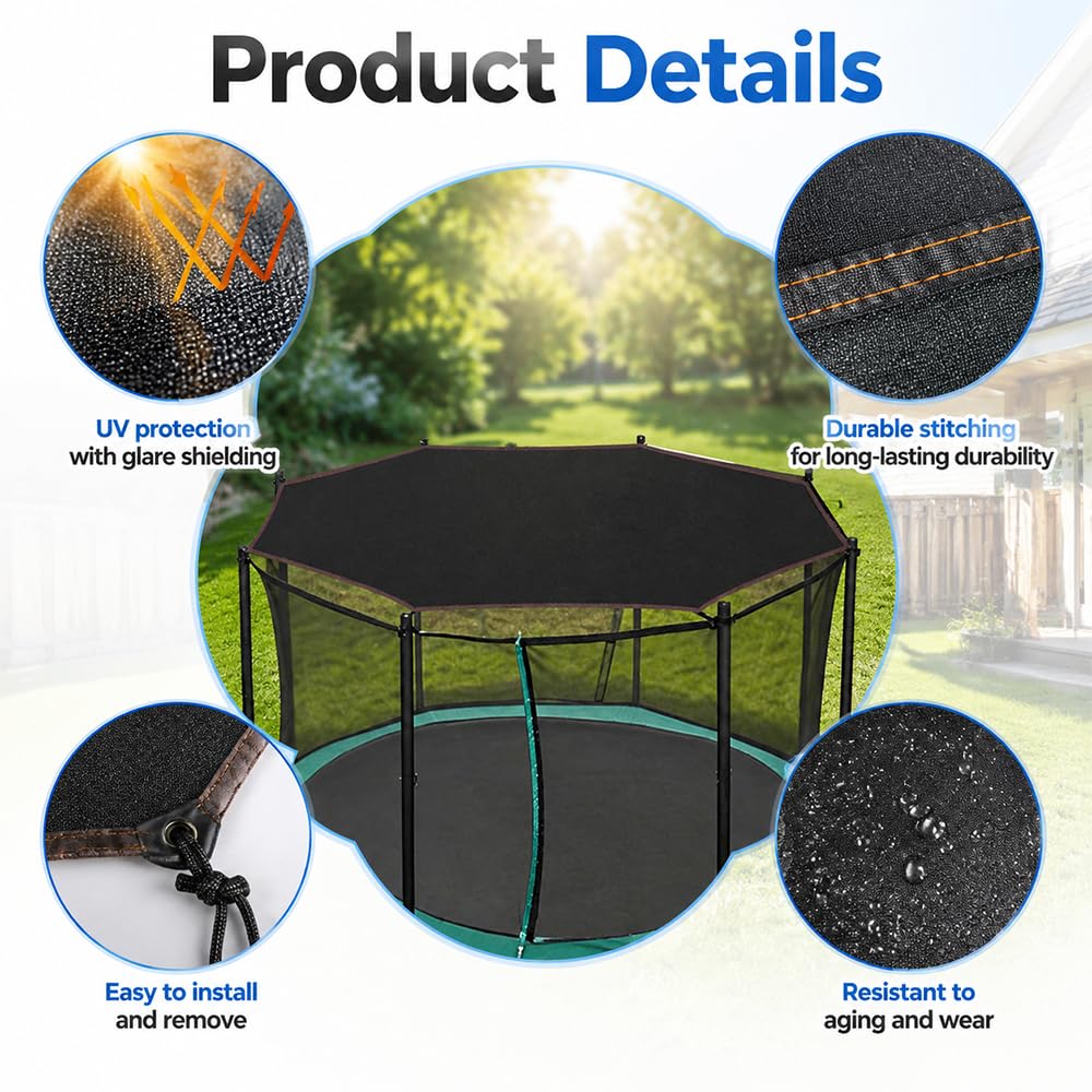 Trampolin Sonnenschutz 366, Trampolin überdachung für 8-Stangen Zelt, UV-resistent Trampolins Abdeckung, Trampolins Zubehör