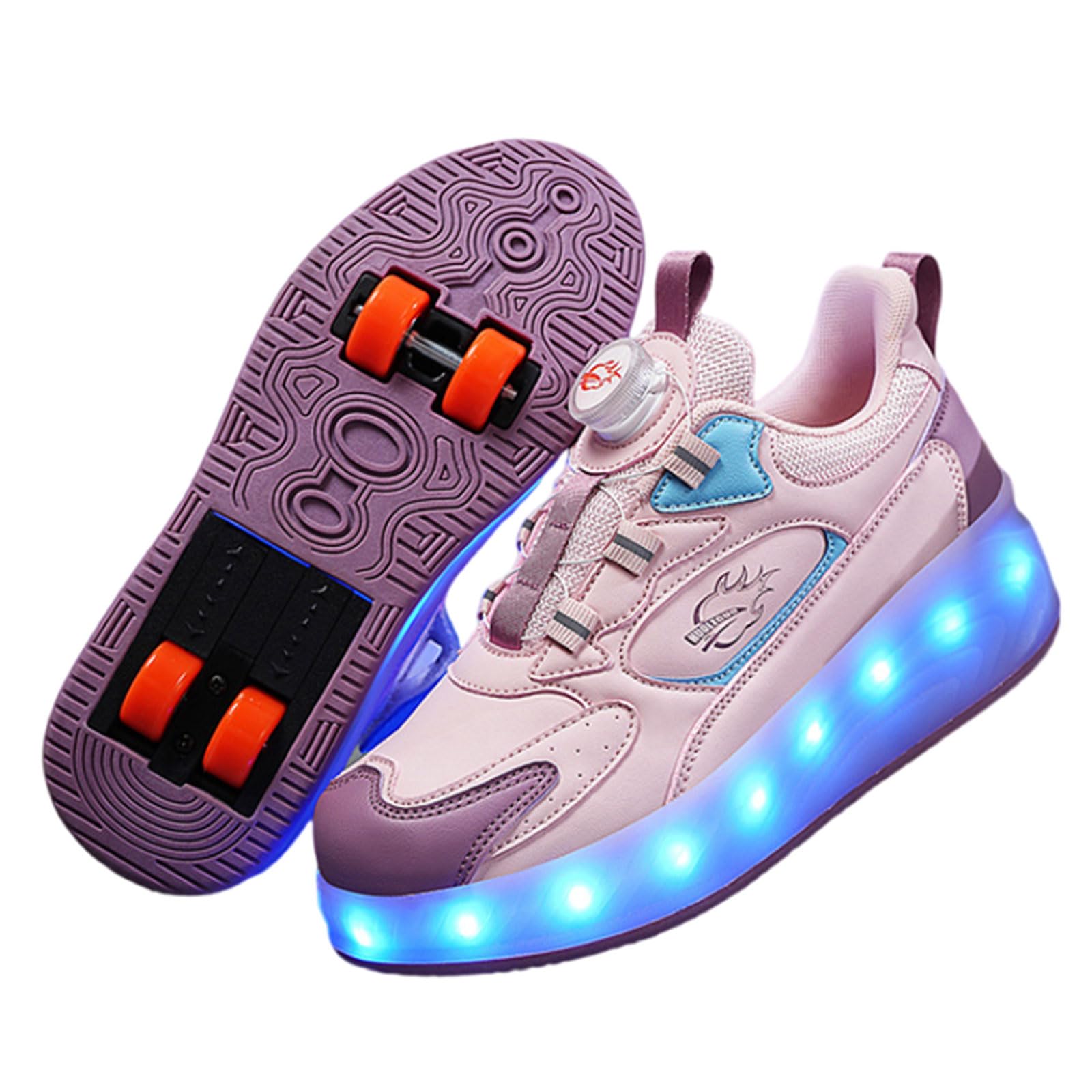 Zapatillas Deportivas con Ruedas para niños,Zapatos con Ruedas y LED Luces para Niña,Zapatillas con Ruedas niño,Recargables,Retráctil,para Regalos navideños creativos