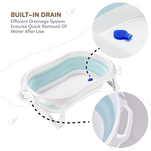 Miniatura 5 de Childlike Behavior Bañera plegable portátil para bebés, recién nacidos, bebés, niños pequeños, bañera plegable con patas antideslizantes, fácil