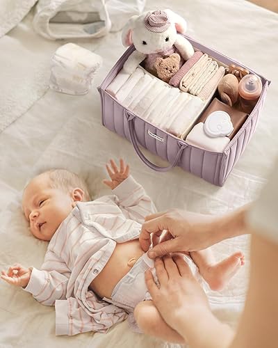 Miniatura 6 de Organizador de pañales para bebé Blissful Diary, elegante cesta de almacenamiento para artículos esenciales de recién nacidos y estación de pañales