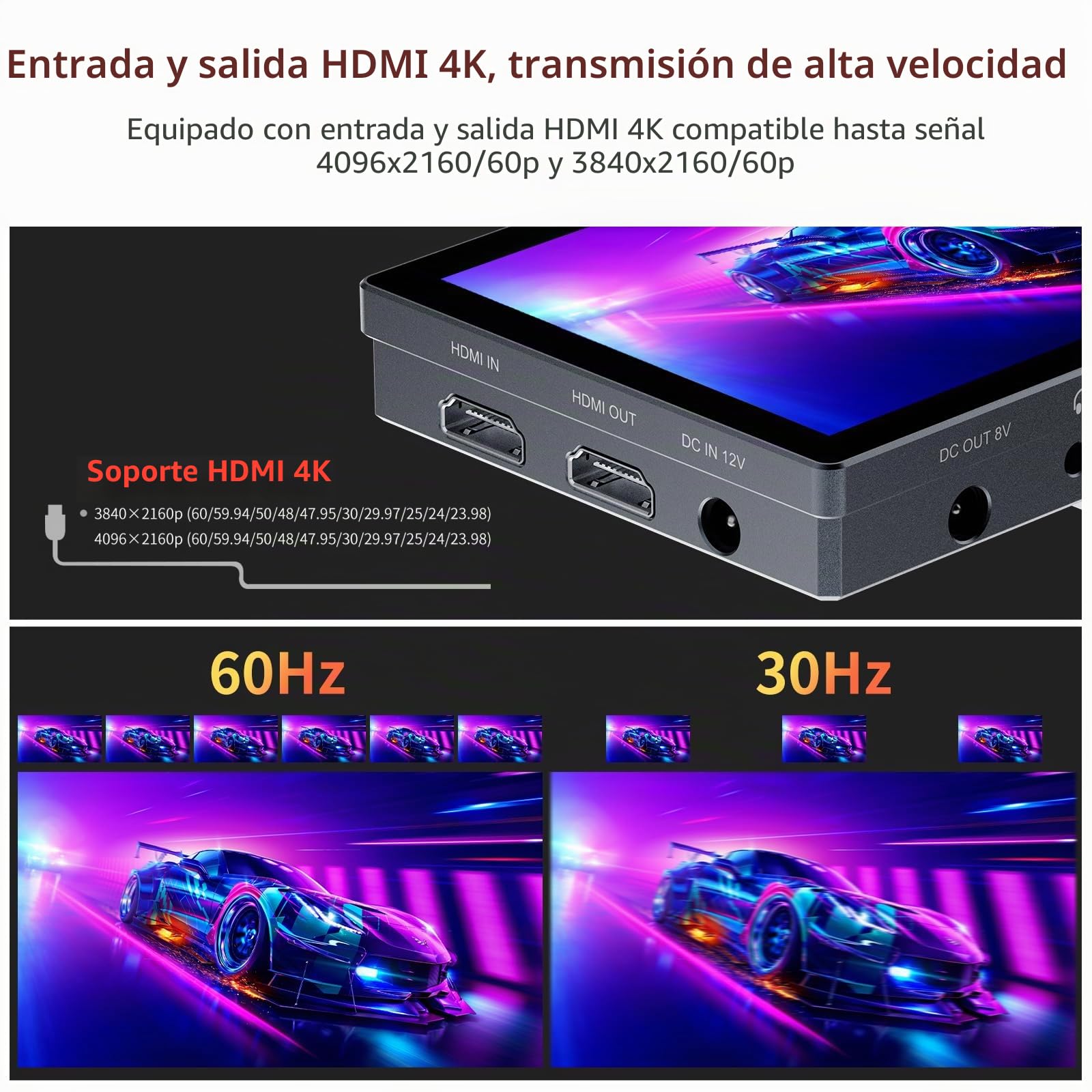 ANDYCINE X5 5,5" 1200 nits Monitor de Campo de cámara con Pantalla táctil 4K HDMI 60 HZ, Monitor DSLR con Carcasa de Aluminio, batería F550C, RGB Parade, Focus Peaking, LUT 3D, Monitor HDR