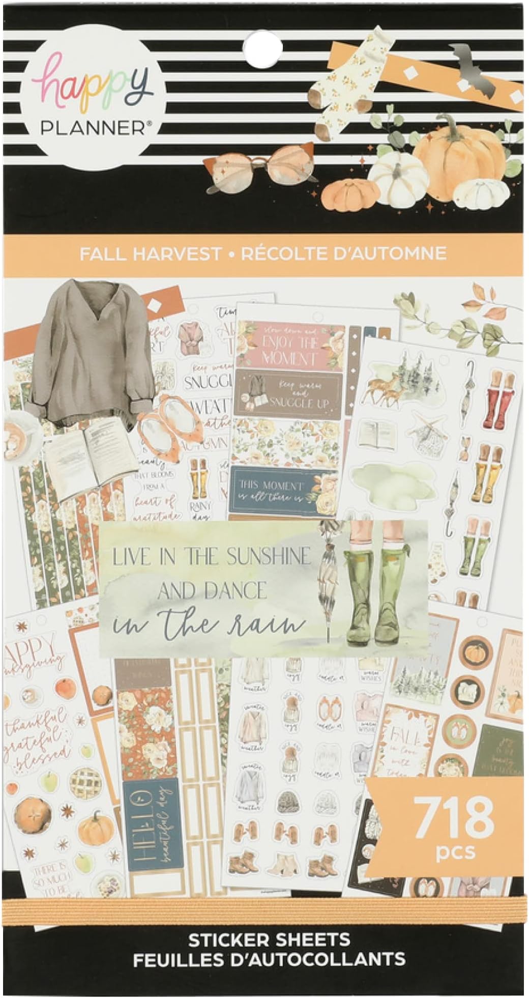 Happy Planner Sticker Pack for Calendars, Journals, and Diary Planners, Multicoloured Scrapbook Accessories, Seasonal Planner Stickers, Fall Harvest Theme, Classic Size, 30 Sheets, 718 Total Stickers