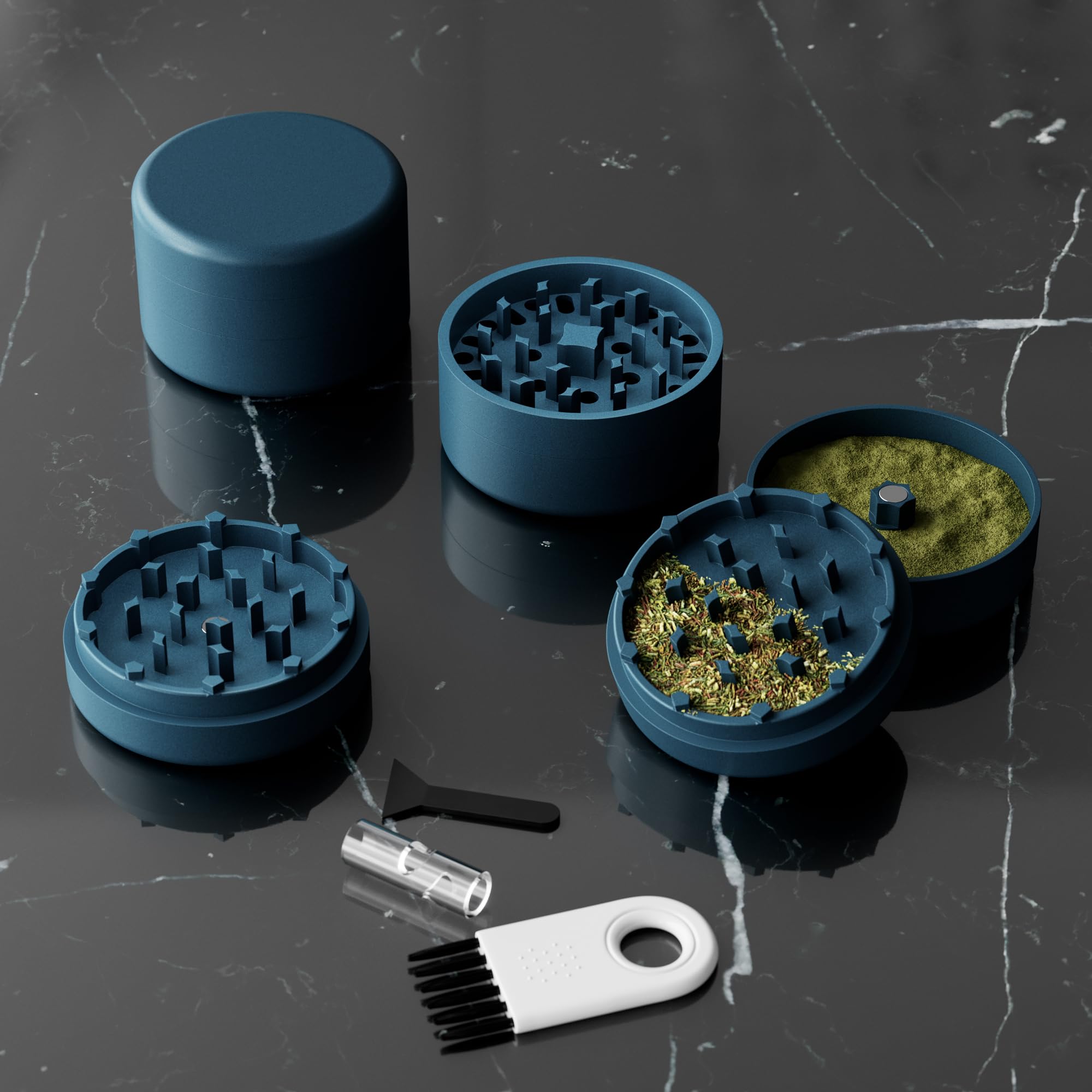 Keramische grinder 4-delig 63mm - Premium grinder met nano-coating, metalen Crusher kruidenmolen, anti-aanbak & duurzaam, incl. accessoireset (paars