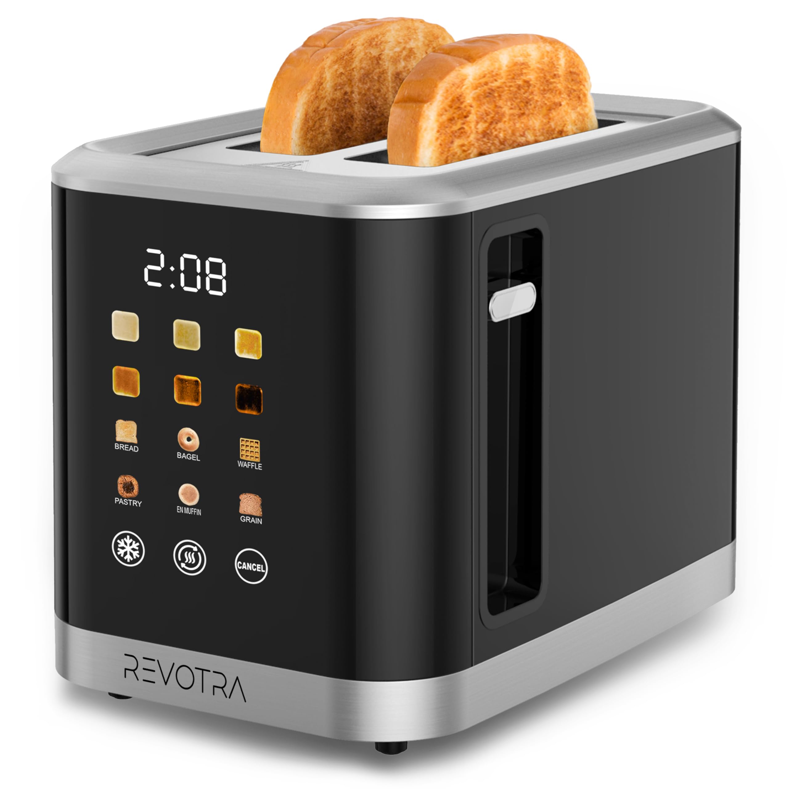 REVOTRA 2 Slice Toaster Stainless Steel with LED Display