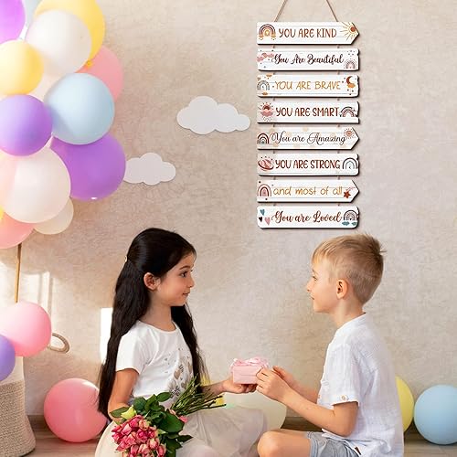 Miniatura 5 de Decoración de pared inspiradora estética, motivacional, arte de pared para habitación de niñas y niños, decoración de pared de madera para colgar en