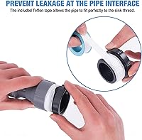 Vista 6 de NiHome Tubo flexible expandible de trampa en P de 1 1/2 o 1 1/4 pulgadas para fregadero de cocina individual, con adaptador de anillo de sellado