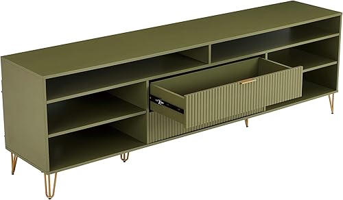 Miniatura 9 de Manhattan Comfort Dumbo - Soporte de TV moderno de mediados de siglo para televisores de hasta 80 pulgadas, centro de entretenimiento en casa con