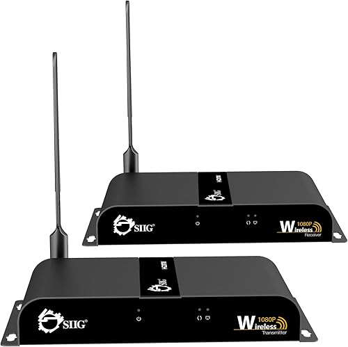 SIIG Kit extensor HDMI inalámbrico 1080P con control remoto IR - 165 pies (164.0 ft) HDMI 1.3 HDCP 1.2 - señal de 2.4 GHz - Montaje en pared -