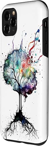 Vista 32 de iPhone 13 Pro Max Watercolor Brain Art, funda de neuronas