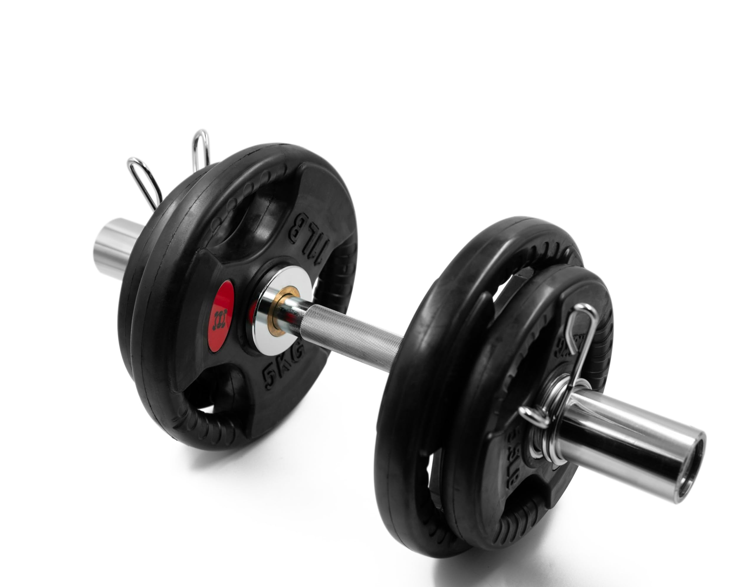 Olympische Langhantel oder Kurzhantel - Stahl-Hantelstange für Bodybuilder, Powerlifters, Gewichtheber, Crosstraining, 50 mm Aufnahmedurchmesser, incl. 2 Klammern