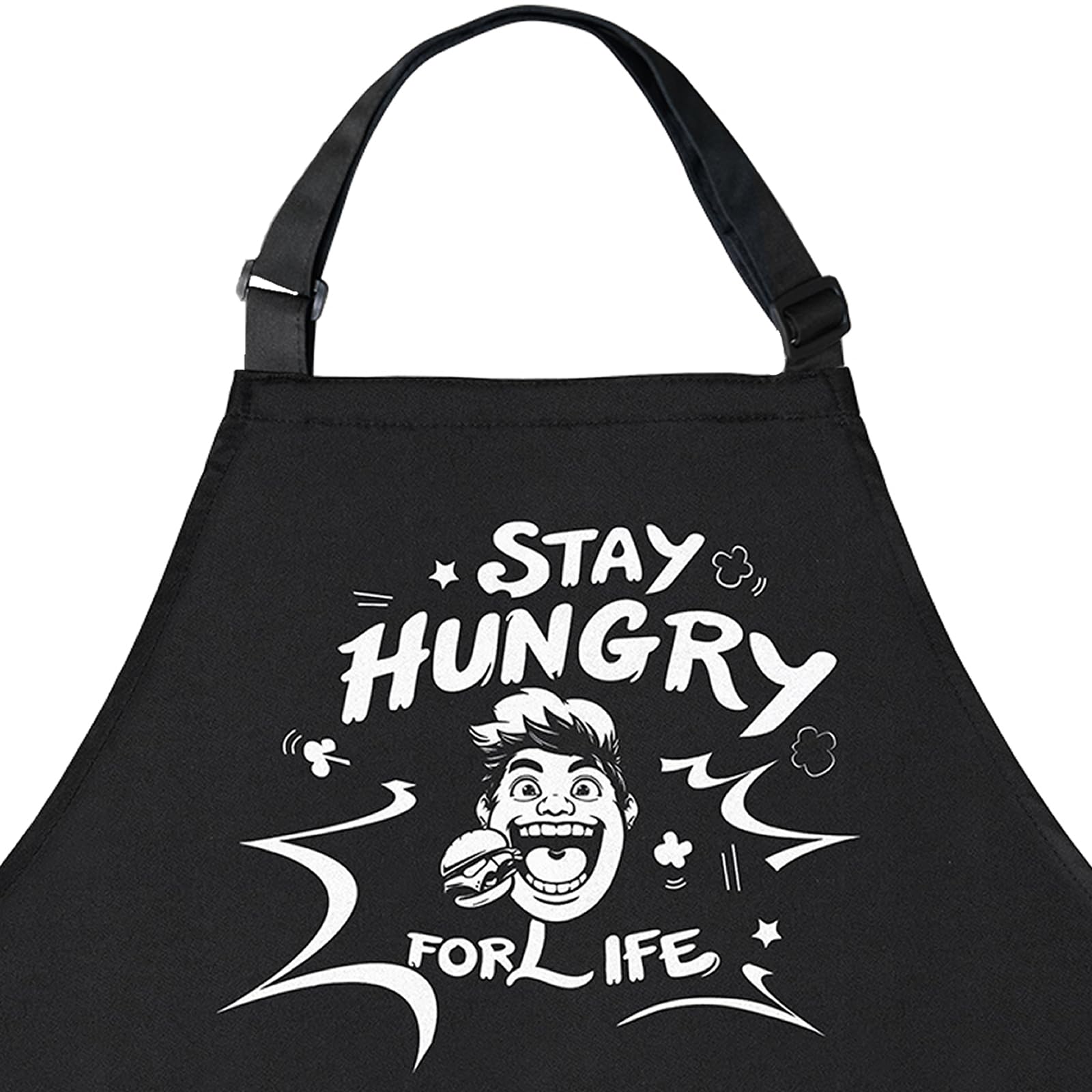 Kitchen Apron for Men Women, BBQ Apron for Men: Easy to Adjust Neck Strap, Long Waist Straps, Funny Waterproof Kitchen Apron for Father Dad Boyfriend Husband, Personalized Gift, 3 Pockets (Black)