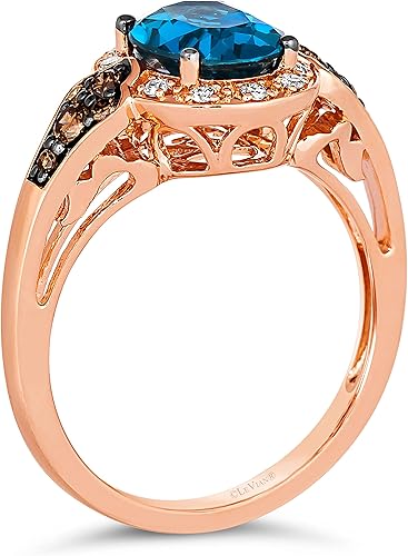 Miniatura 3 de LE VIAN Anillo de diamante blanco y chocolate de 13 quilates para mujer, anillo de oro rosa o amarillo de 14 quilates para ella con piedra preciosa