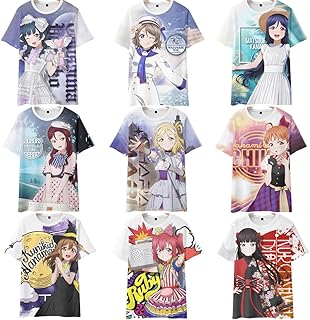 [PNBZLYHN] ラブライブ! Tシャツ 半袖 LoveLive Sunshine Aqours 桜内梨子 渡辺曜 黒澤ダイヤ 松浦果南 高海千歌 インナーシャツ 痛い服 3Dプリント 夏服 コスプレ衣装 カジュアル 記念シャツ 男女兼用...