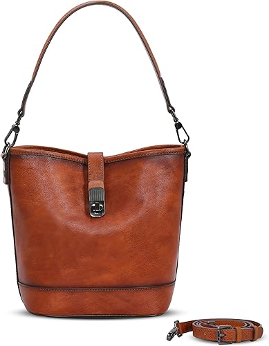 HESHE Bolsos cruzados de cuero para mujer, bolso de hombro de diseñador, bolso hobo, bolso de cubo para todos los