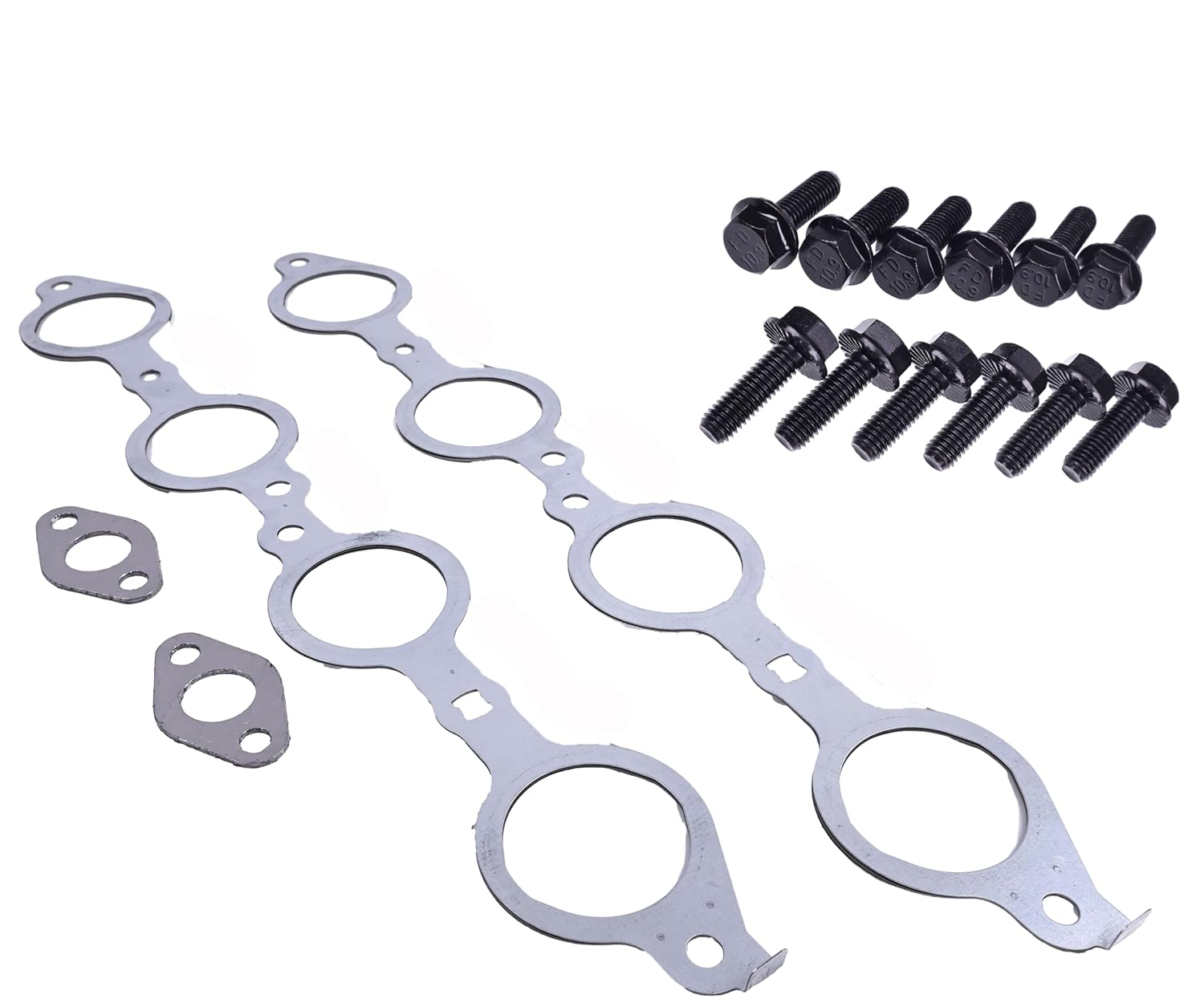 Header Gasket Pair 12617944 W/12 Bolts Compatible with Chevrolet Silverado 1500 2500 Sierra LS1 4.8 5.3 5.7 6.0 6.2L Pontiac Vehicle LS MLS LQ4 LQ9 LM7 12558573 12600530