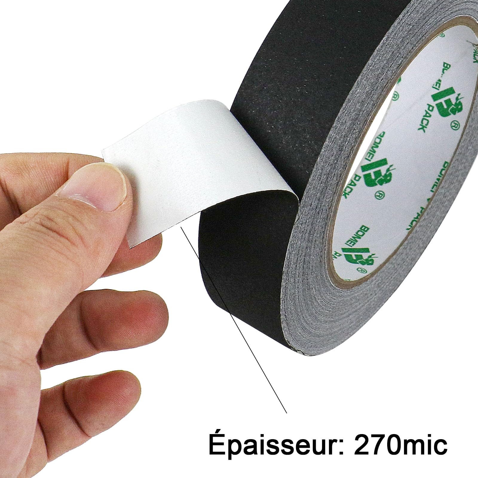 BOMEI PACK Gaff Ruban adhésif en tissu, 25 MM x 30M, 2 Pack Mat Chiffon Tuban Adhésif, Gaffers Tape pour Câbles, Photographie (Noir)
