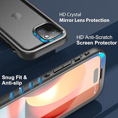 Miniatura 5 de SPORTLINK Funda impermeable para iPhone 15, protector de pantalla integrado IP68 bajo el agua 6.6 pies a prueba de caídas militar a prueba de polvo