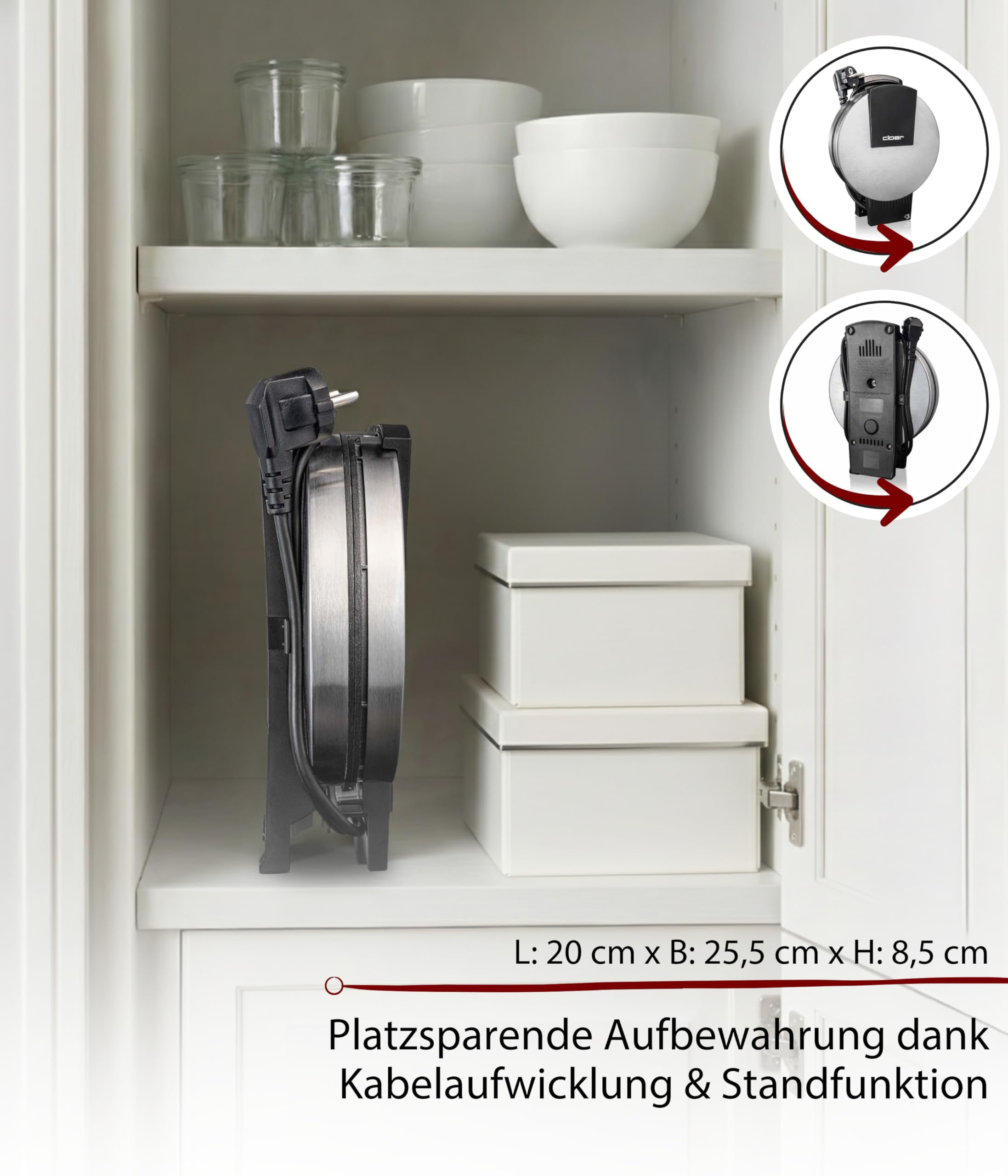 Cloer 189 Waffeleisen für eine Herzwaffel mit 16 cm Durchmesser, Herzwaffeleisen mit Doppelbeschichtung, schweren Backplatten, stufenlosem Bräunungsgrad, Backampel & Signalton, Edelstahl, 930 W