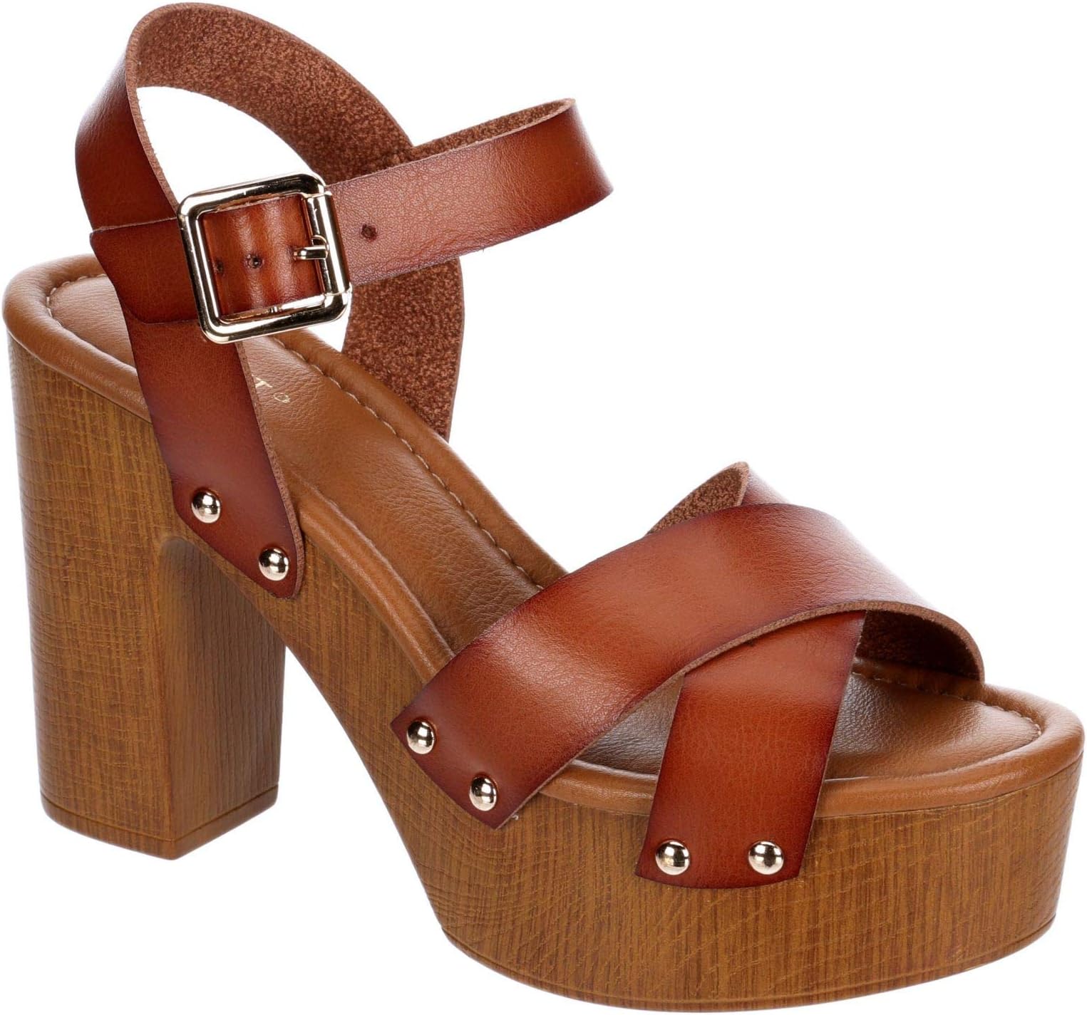 April - Women's Faux Wooden High Heeled Platform Dress Sandals