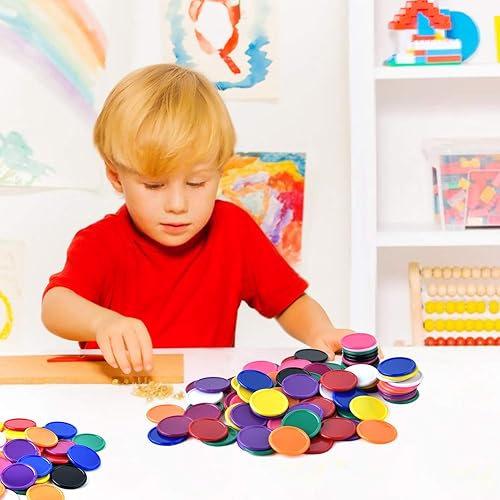 Miniatura 5 de Coopay 300 unidades de 10 colores de plástico para contadores de aprendizaje, discos de conteo de fichas de bingo para práctica de matemáticas
