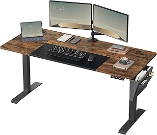SONGMICS Electric Desk Height-adjustable, 160 x 70 x 72-120 cm, infinitely adjustable, spliced top, memory function with 4 heights, vintage brown bottom black LSD026X01