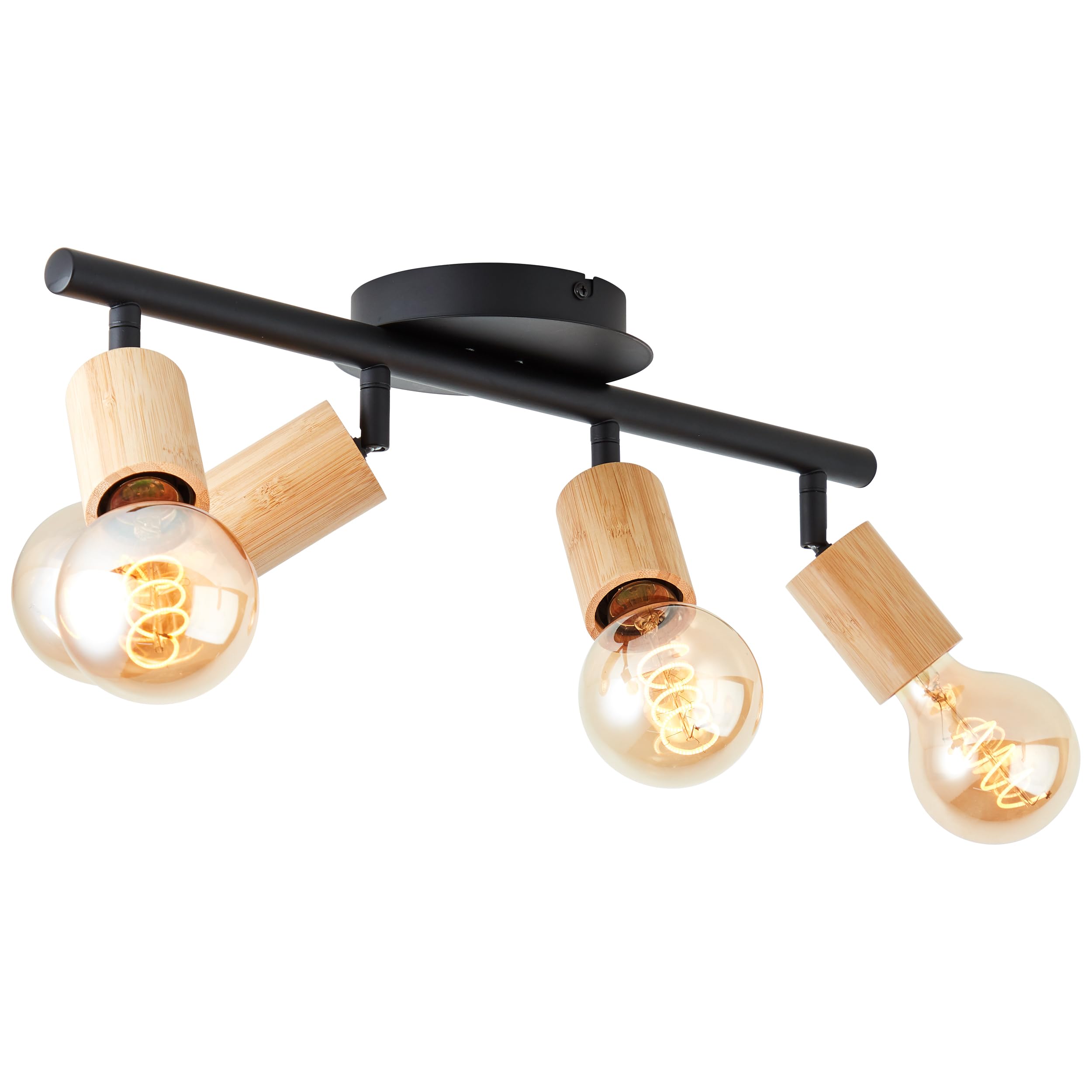 Brilliant Tiffany - Lámpara de tubo de 4 focos, color negro mate/marrón natural, 4 x A60, E27, 28 W