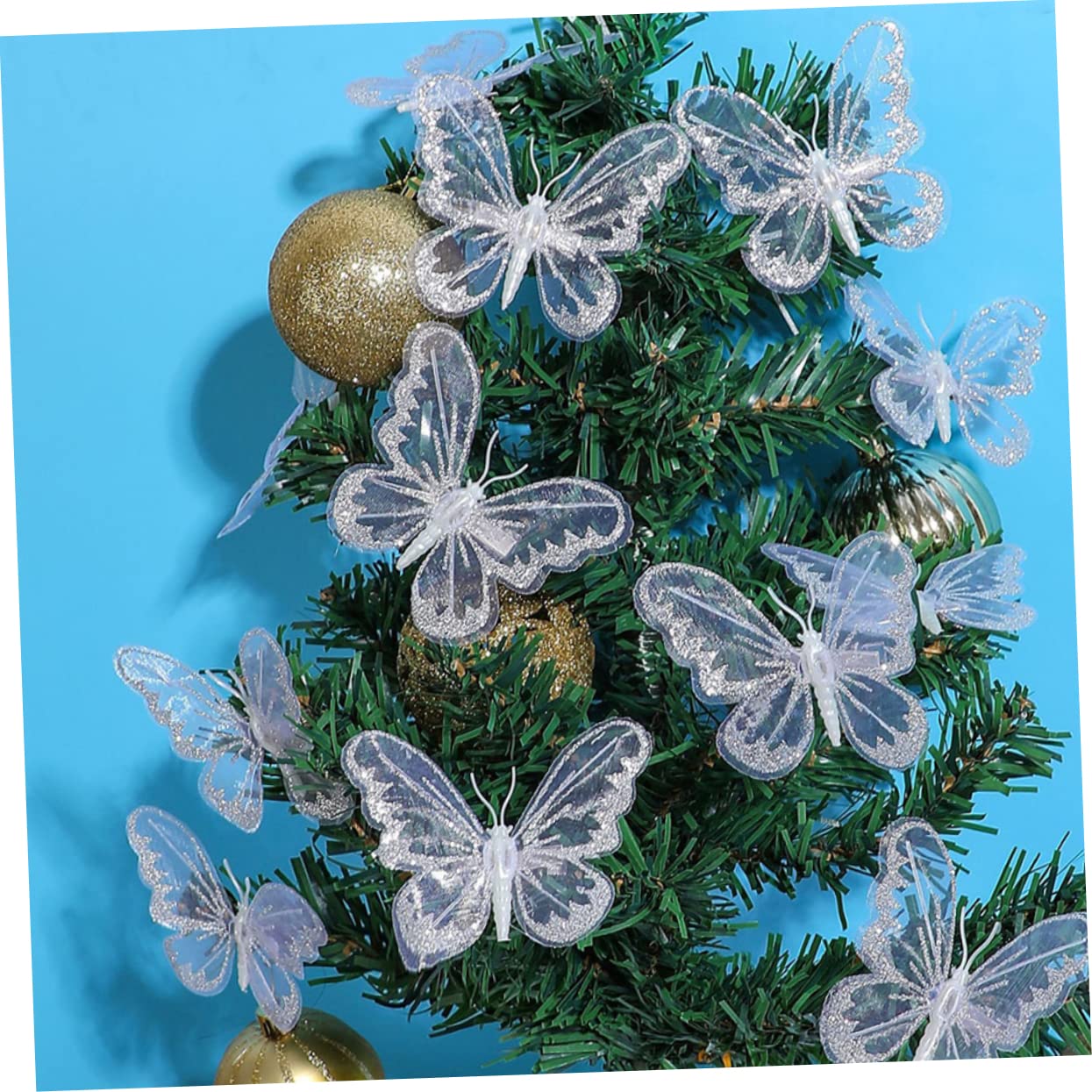 HOMSFOU 4 Sätze Künstliche Schmetterlinge Mit Clip Für Diy Bastelprojekte Dekoration Für Weihnachtsbaum Hochzeiten Partys Und Mehr 12 Stück * 4