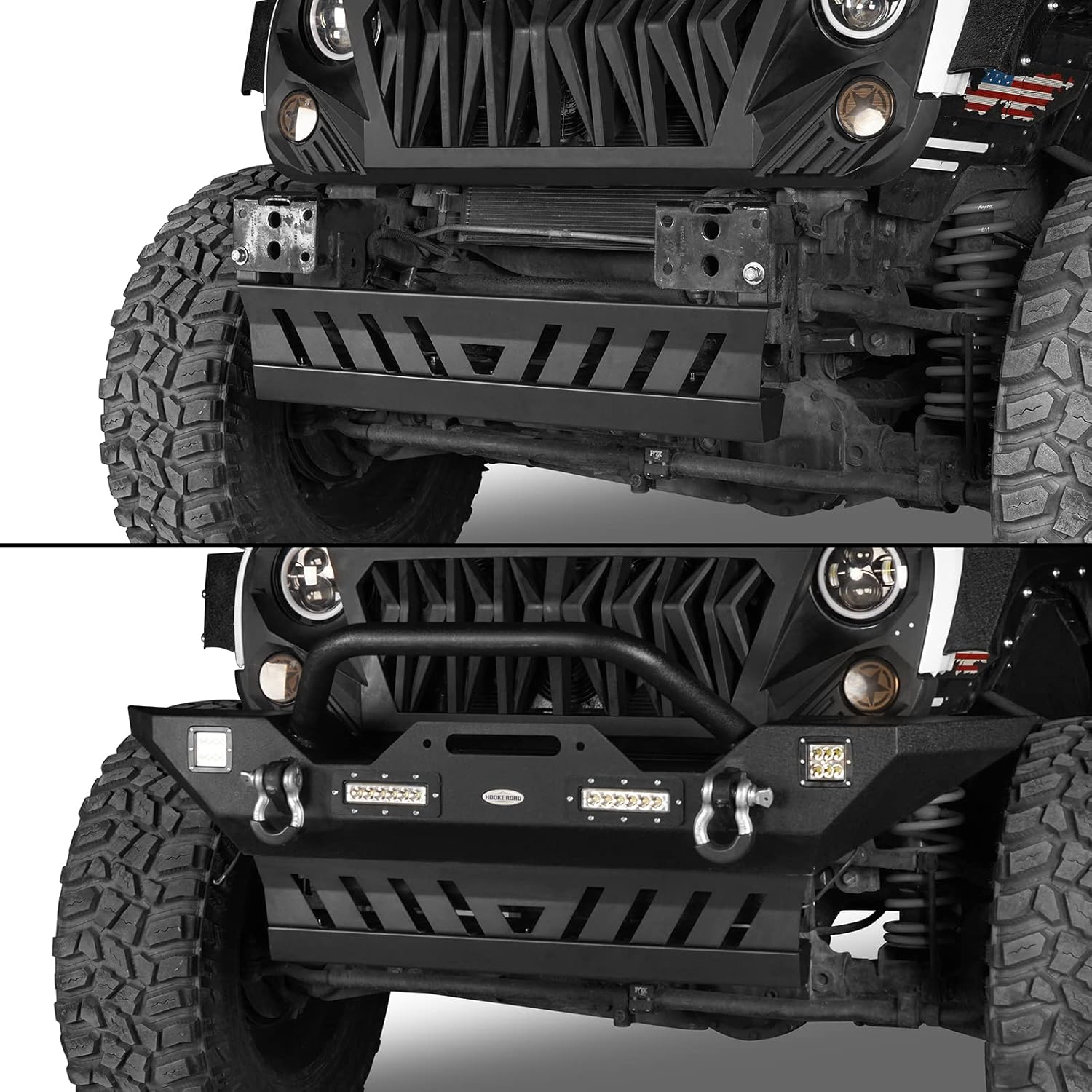 u-Box Wrangler JK Front Skid Plate Texured Black Steel Undercarriage Cover Off-Road Protection Compatible with Jeep Wrangler JK 2007-2018 & JKU Unlimited 07-18