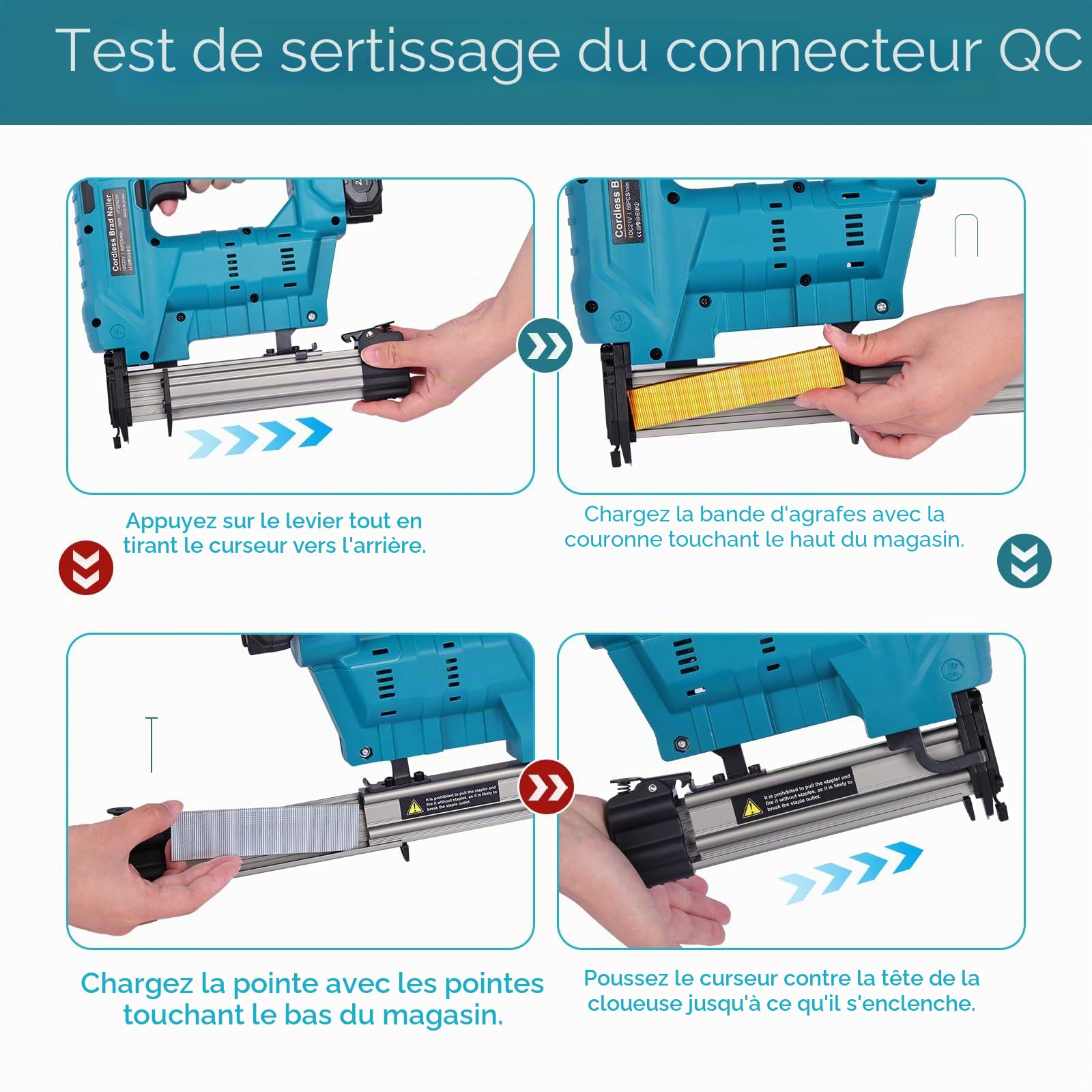 Cloueuse sans fil 2 en 1 : agrafeuse à batterie avec 2000 clous/agrafes – Agrafeuse électrique comme set de boulons – pour bois dur et tendre, amélioration de la maison et travail du bois