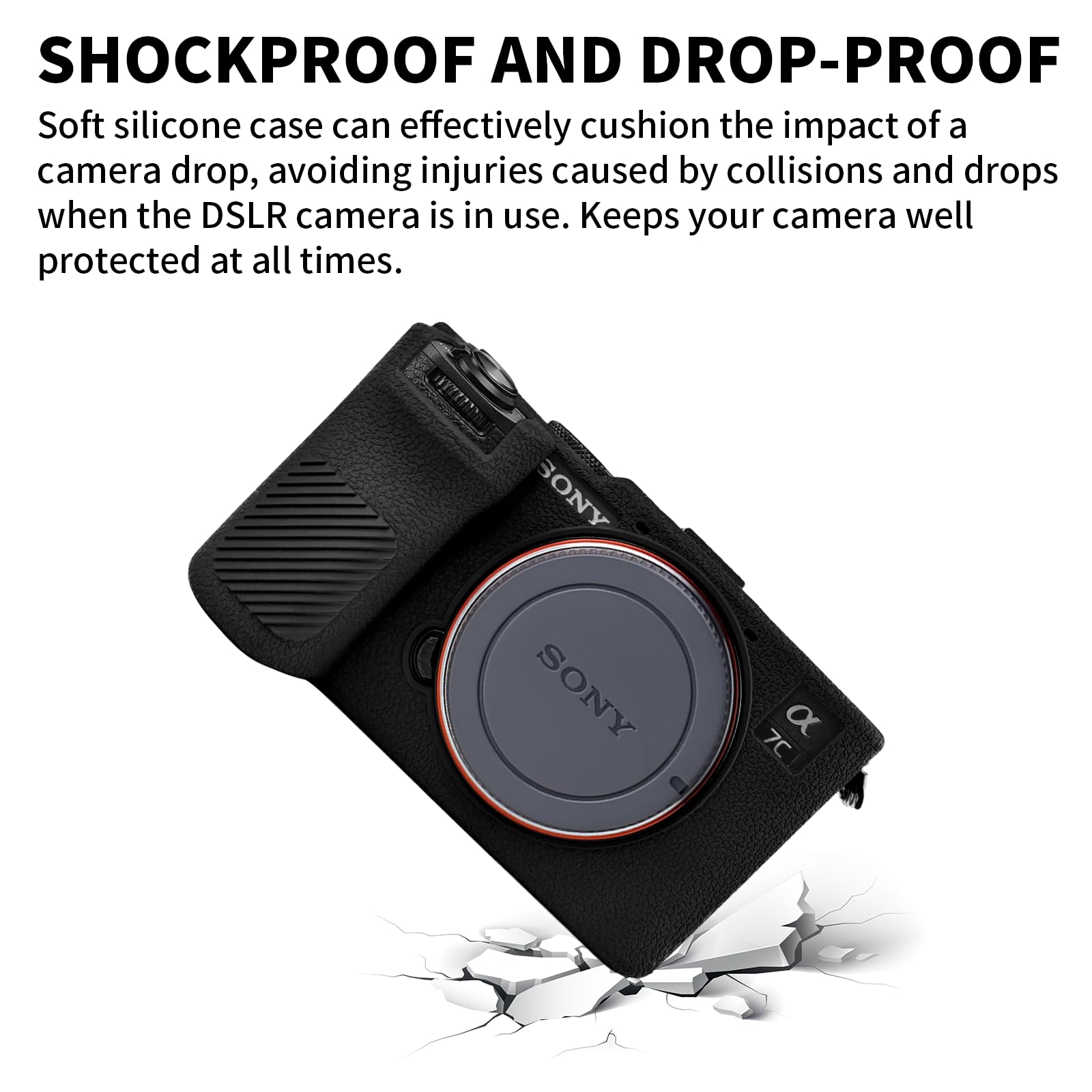 Easy Hood A7C II - Custodia in Silicone per Fotocamera Sony Alpha 7CII A7Cr, Nero, Custodia per Fotocamera