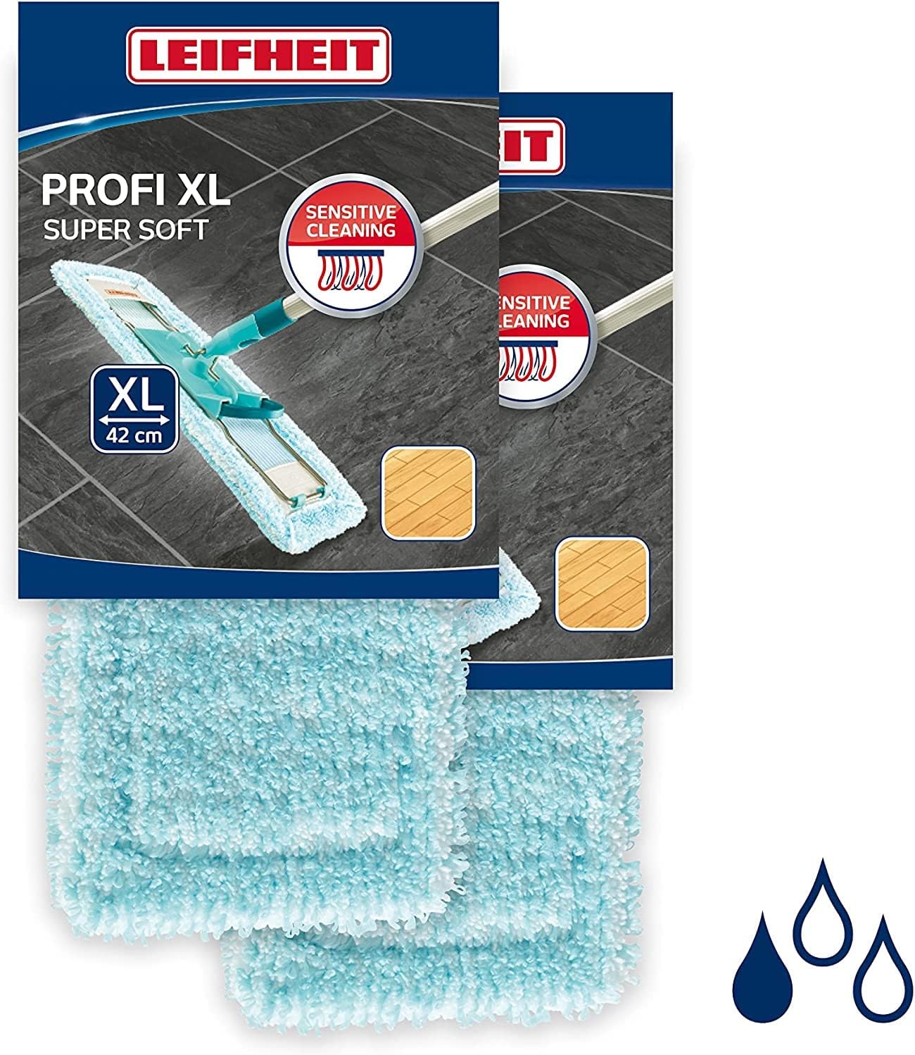 Housse Microfibre Leifheit Profi XL Micro Duo - Pour Balai à Plat - Lavable 60°C - 42cm