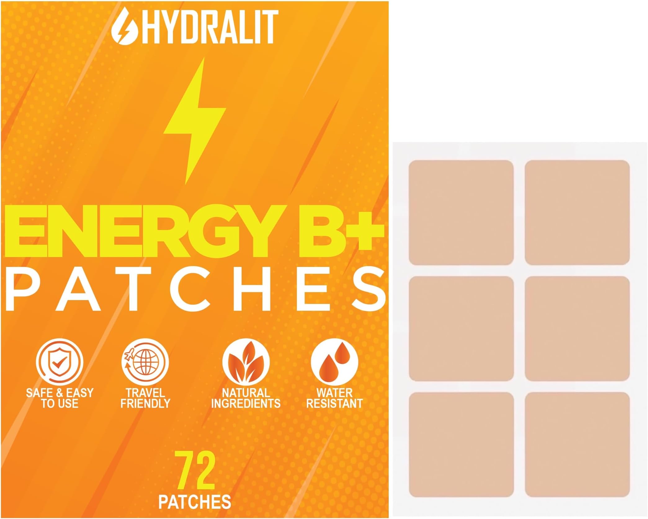 Energy Patch for Adults Men Women Topical Daily Wellness Awake B12 Patches Sustained Natural Ingredients Boost Time-Released Formula Long-Lasting Skin Travel Friendly 72 Pack