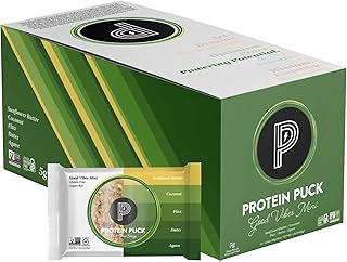 Protein Puck Mini Protein Bars, Good Vibes, Case of 12 - High Protein Snacks with 5 grams of Vegan Protein - Gluten-Free, Non-Dairy, Non-GMO Breakfast Snack Bar - Premium Plant-Based Healthy Snacks