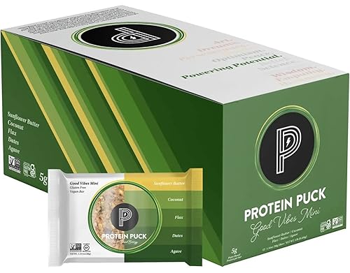 Protein Puck Mini barras de proteínas Good Vibes caja de 12 bocadillos ricos en proteínas con 018oz de proteína vegana sin gluten sin lácteos sin