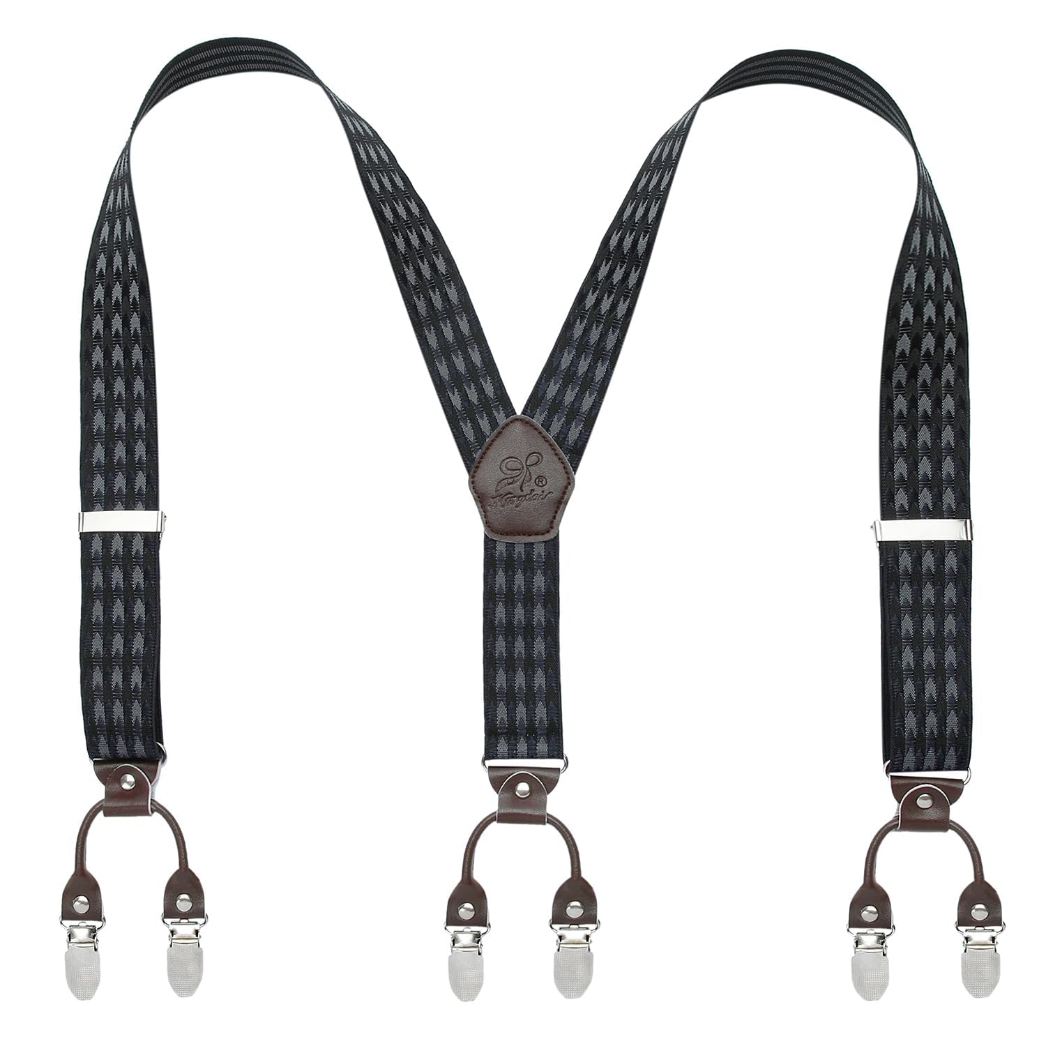 KANGDAI Rindsleder Hosenträger für Herren Breit Y Style 3.5 CM Mit Sehr 6 Starke Metall Clip Durable Elastic Verstellbare Hosenträger Geschenkbox für Herren und Damen