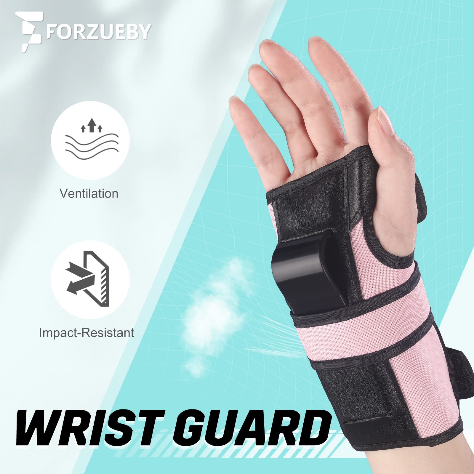 Forzueby Adult/Kids Knee Pads Elbow Pads Wrist Guards 6 in 1 Protective Gear Set for Inline Roller Skating Skateboarding Scooter BMX etc - Image 3