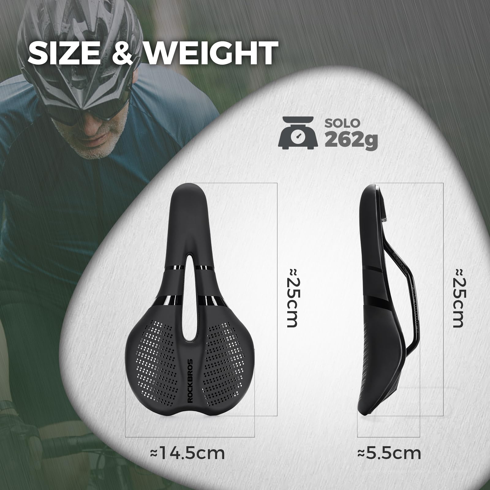 ROCKBROS Sillín de Bicicleta Cómodo con Espuma Viscoelástica, Sillín Impermeable y Transpirable Unisex para MTB Gravel Ebike y Bicicleta de Carretera