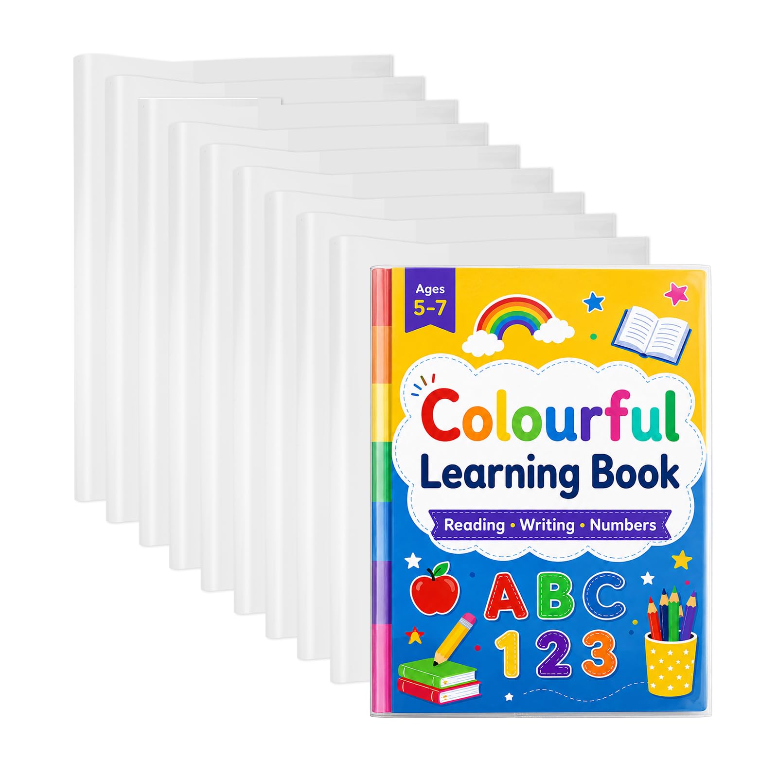 10PCS Plastic Book Covers, Clear Exercise Book Covers