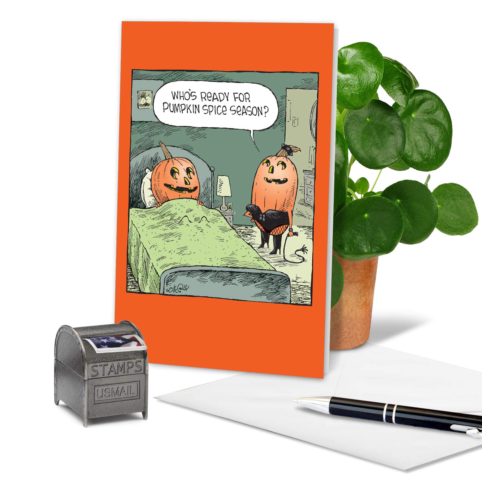 Nobleworks Halloween Note Cards – 10 Assorted Spooky Pumpkin Designs With Envelopes