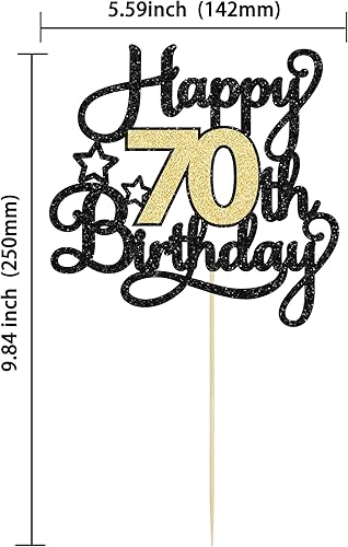 Miniatura 2 de 1 decoración para pastel de cumpleaños 70 con purpurina y texto en inglés "Cheers to 70 Years Cheers to 70 Years Cake Topper 70" Fabulosa decoración