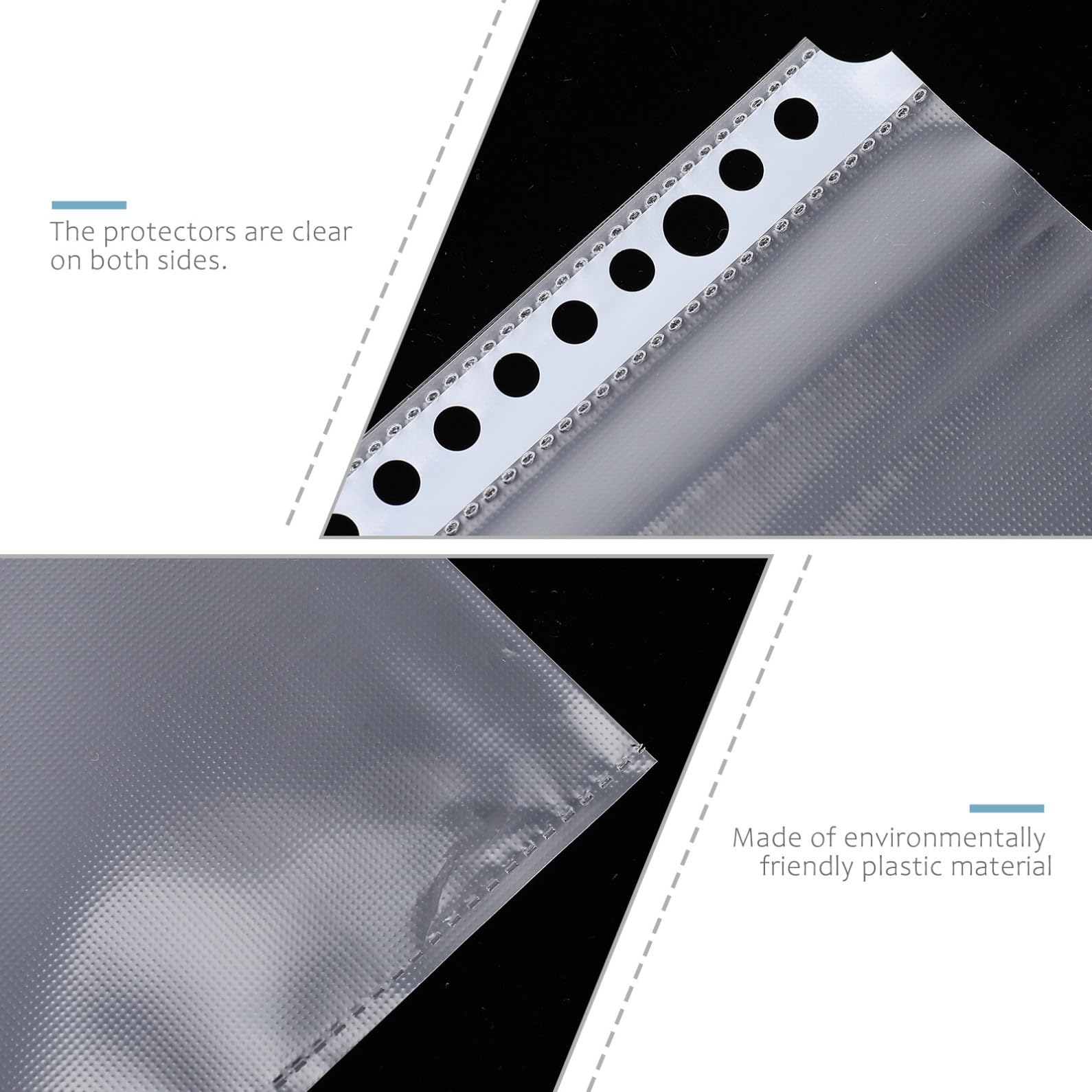 SOIMISS Pochettes Transparentes Perforées A4 Format 30 Trous Lot de 100 Protection Plastique Solide pour Classeur pour Bureau et Usage Personnel et Usage Personnel