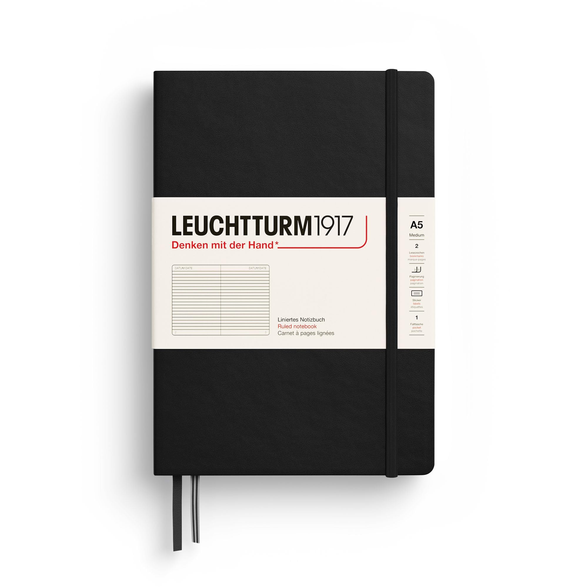 Leuchtturm1917 Ruled/Lined Notebook Black Medium
