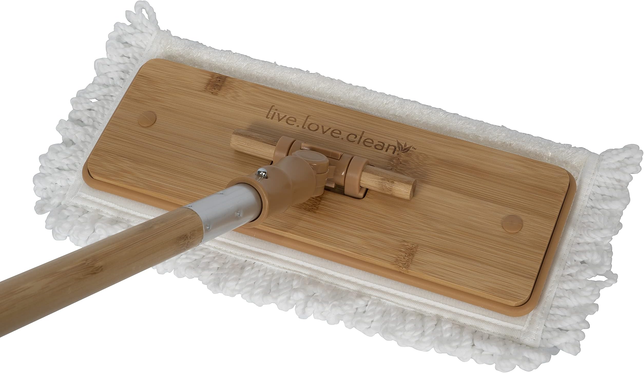 Harper Live.Love.Clean. Bamboo 2-in-1 Smooth Surface Wet/Dry Dust Mop with (2) Washable Pads for Cleaning Dust, Pet Hair & Fine Dry Dirt