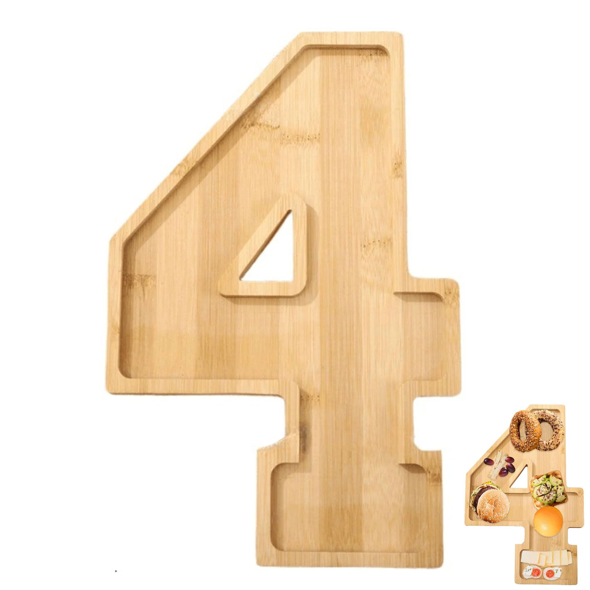 Hayaww Wood Serving Platter Number Shape Snack Storage Tray Wooden Number Charcuterie Tray for Anniversary Birthday Decoration Reusable Fillable Sweets Candy Box Wooden Fruit Charcuterie Tray (4)