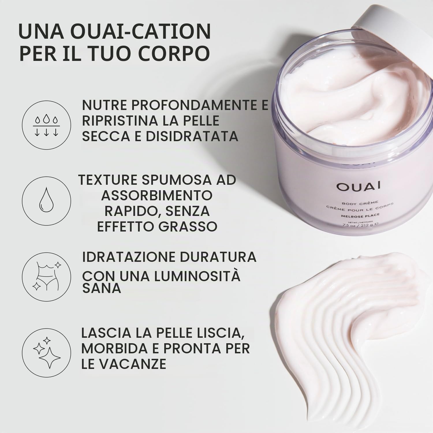 OUAI Body Crème, Melrose Place Scent, 7.5 Oz