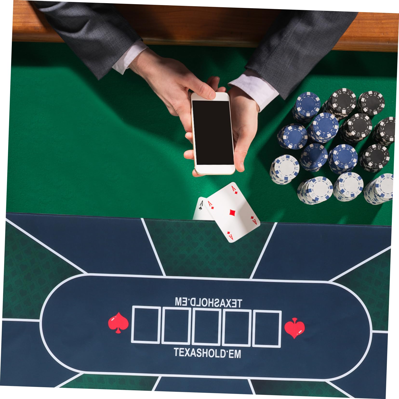 Tappeto da Gioco Carte Poker Rettangolare in Gomma | Copertura Tavolo per Carte, Motivo Stampato Classico, Effetto Antiscivolo e Fonoassorbente
