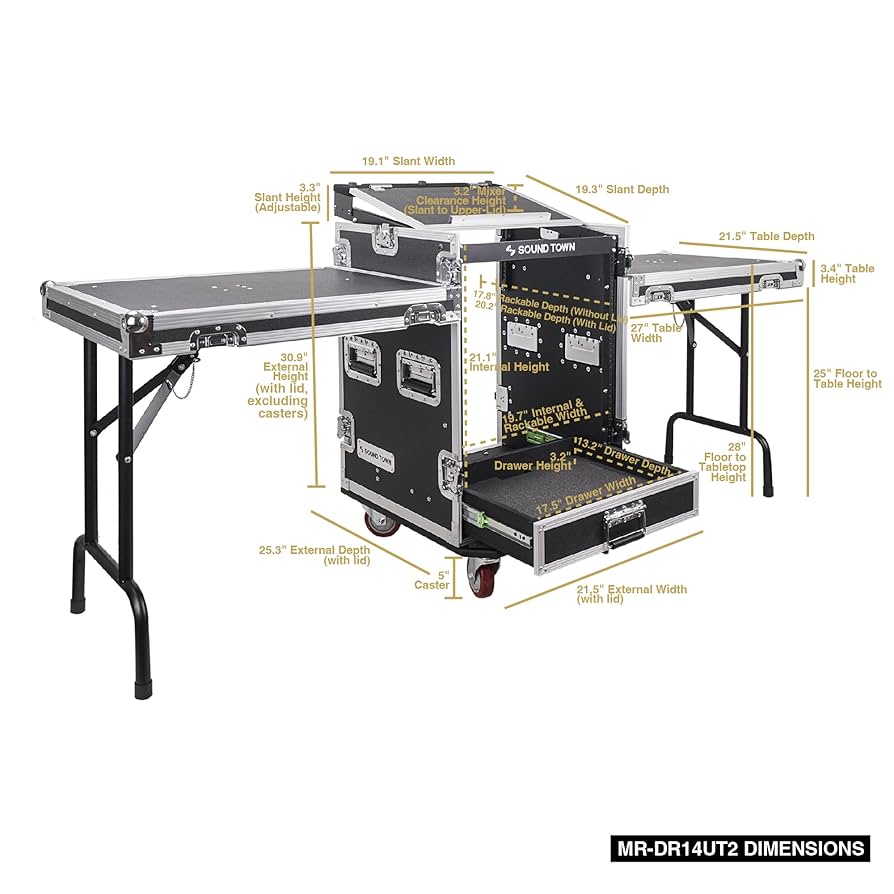 Amazon.com: Sound Town 14U PA DJ Pro Audio Rack/Road ATA